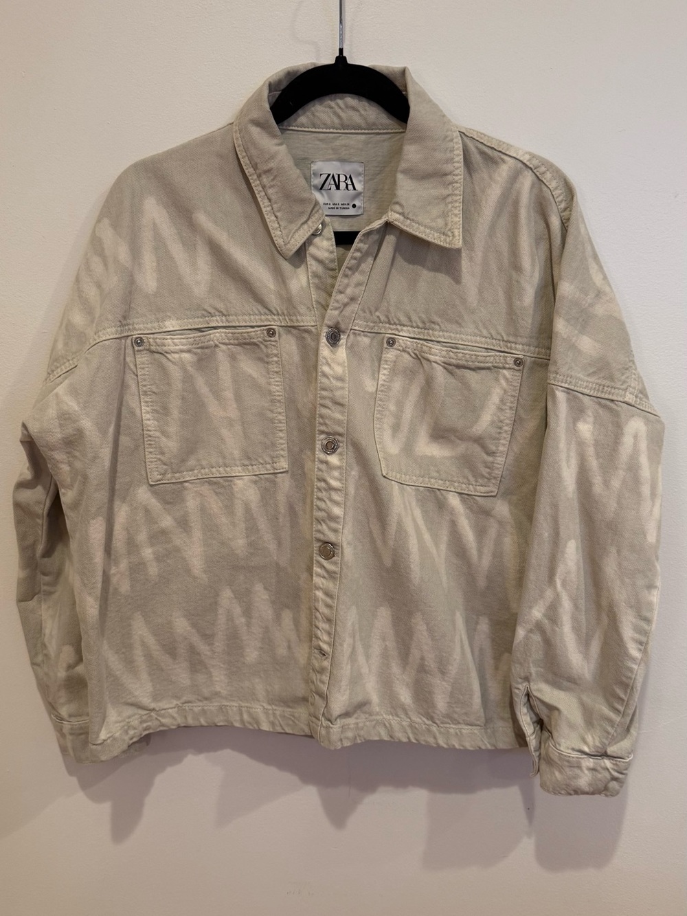 ZARA Light Beige Button-Up Overshirt Jacket